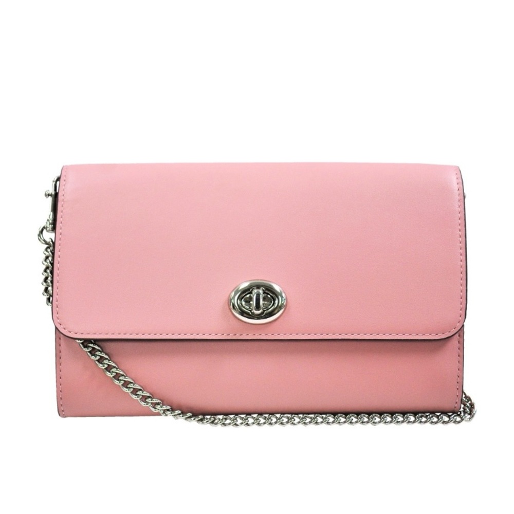 Coach Marlow Turnlock Chain Crossbody Bag Clutch Small Leather Purse Soft Pink